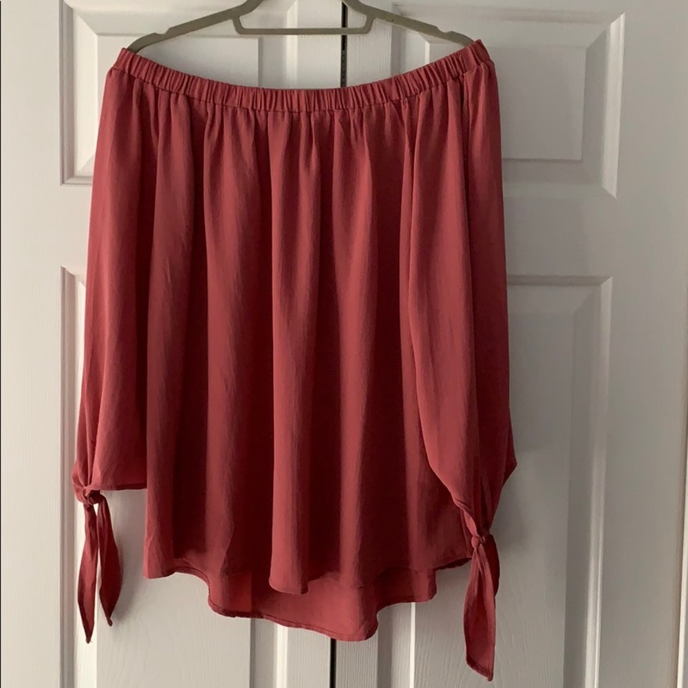 Pink off the shoulder long sleeve top
